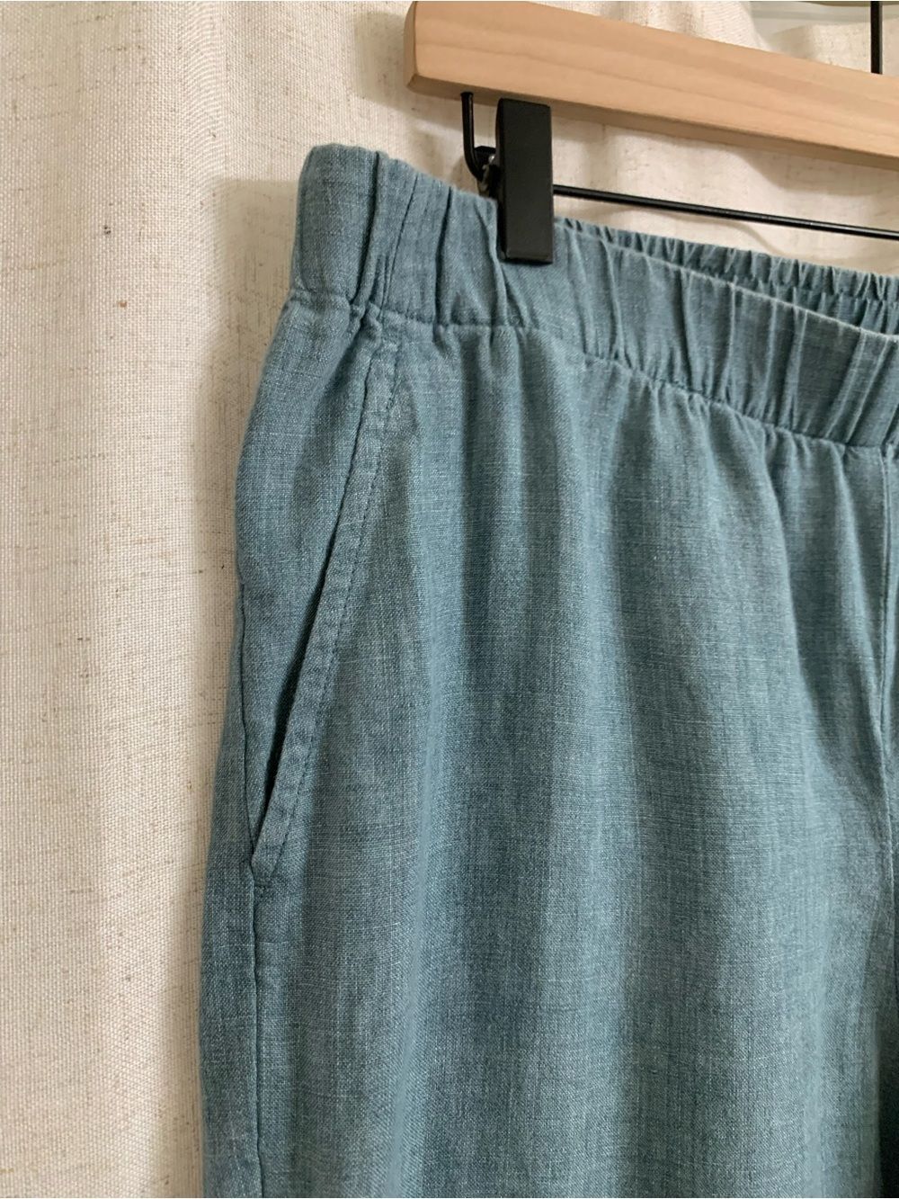 Eileen Fisher 100% Organic Linen Délavé Relaxed Wide-Leg Pants Blue Medium - Picture 4 of 13